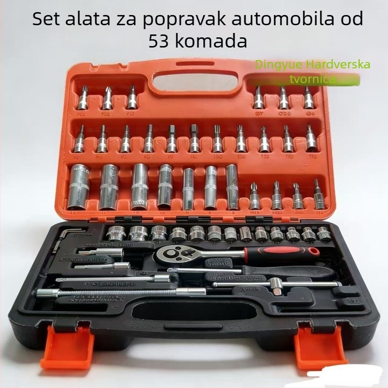 53-dijelni set alata za popravak automobila sa setom ručnih ključeva i višenamjenskom kutijom