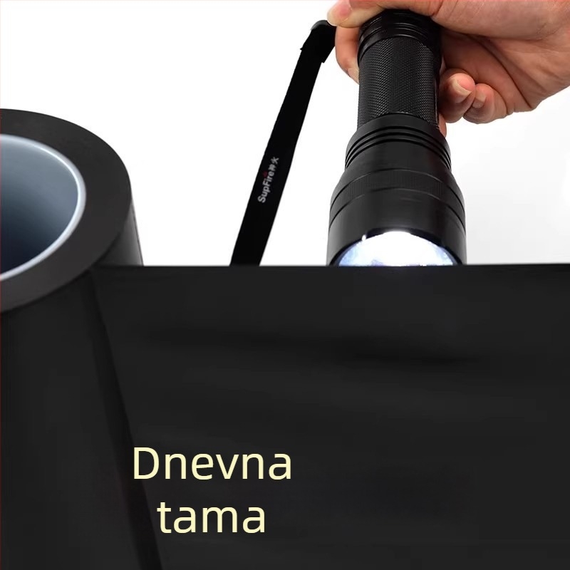 Crna PVC traka blackout, visoka viskoznost, jaka adhezija, za prozore i staklene površine