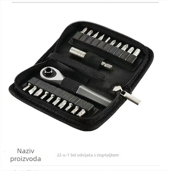 Set alata za popravak automobila s račnim ključem i setom glava, 22 u 1