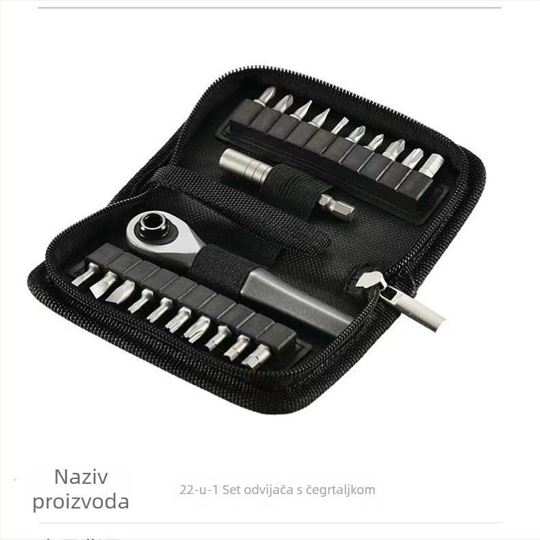 Set alata za popravak automobila s račnim ključem i setom glava, 22 u 1