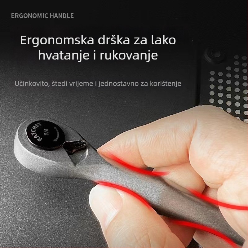 Set alata za popravak automobila s račnim ključem i setom glava, 22 u 1