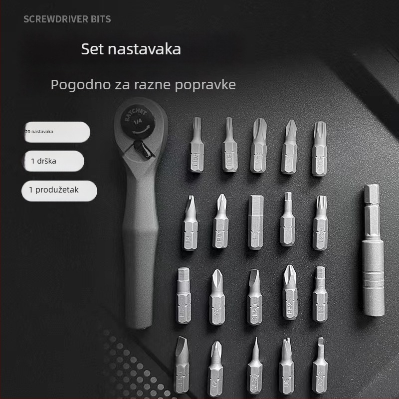 Set alata za popravak automobila s račnim ključem i setom glava, 22 u 1