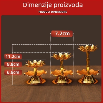 Držač ghí lampe s lotosovim cvijetom, kućni oltar bezdimna svjetiljka, stolni dekorativni držač