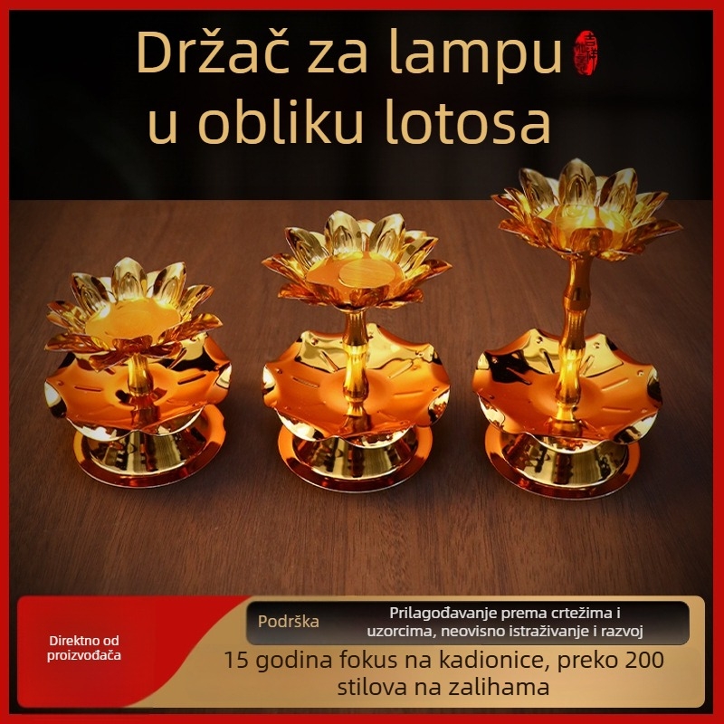 Držač ghí lampe s lotosovim cvijetom, kućni oltar bezdimna svjetiljka, stolni dekorativni držač