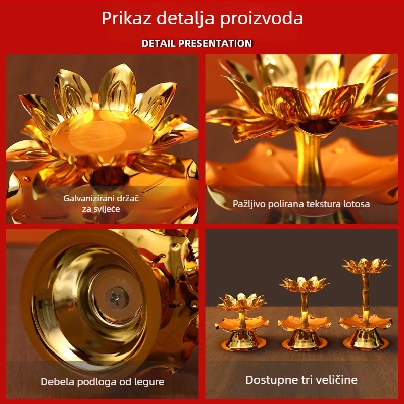 Držač ghí lampe s lotosovim cvijetom, kućni oltar bezdimna svjetiljka, stolni dekorativni držač