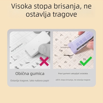 Deli šarena guma za brisanje – trhljiva, slatka za učenike, malo ostataka, ne ostavlja tragove