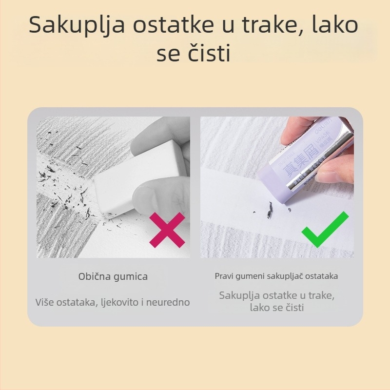 Deli šarena guma za brisanje – trhljiva, slatka za učenike, malo ostataka, ne ostavlja tragove