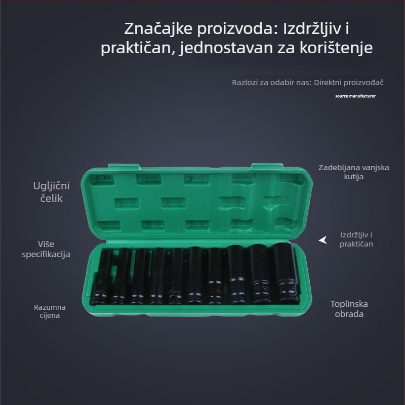 Električni odvijač s produženim šesterokutnim nastavkom i pneumatskim udaračem, set alata za popravak automobila i zrakoplova