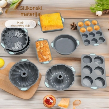 Set silikonskih kalupa za pečenje – okrugli i pravokutni, otporni na visoke temperature, kalupi za torte, kruh i krofne