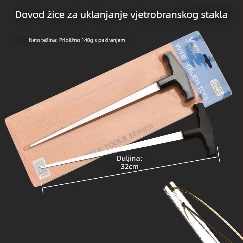 T-tip metalni vodilac za prolaženje žice kroz auto staklo