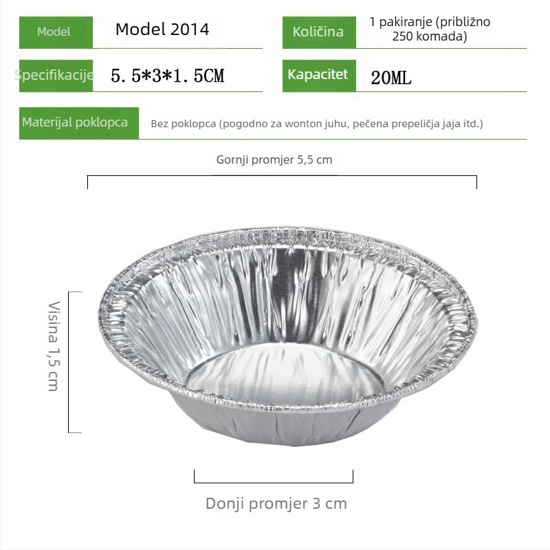 Jednokratne kalupe za tart od jaja s čašicama od aluminijske folije, aluminijske kalupe za pečenje, mala veličina