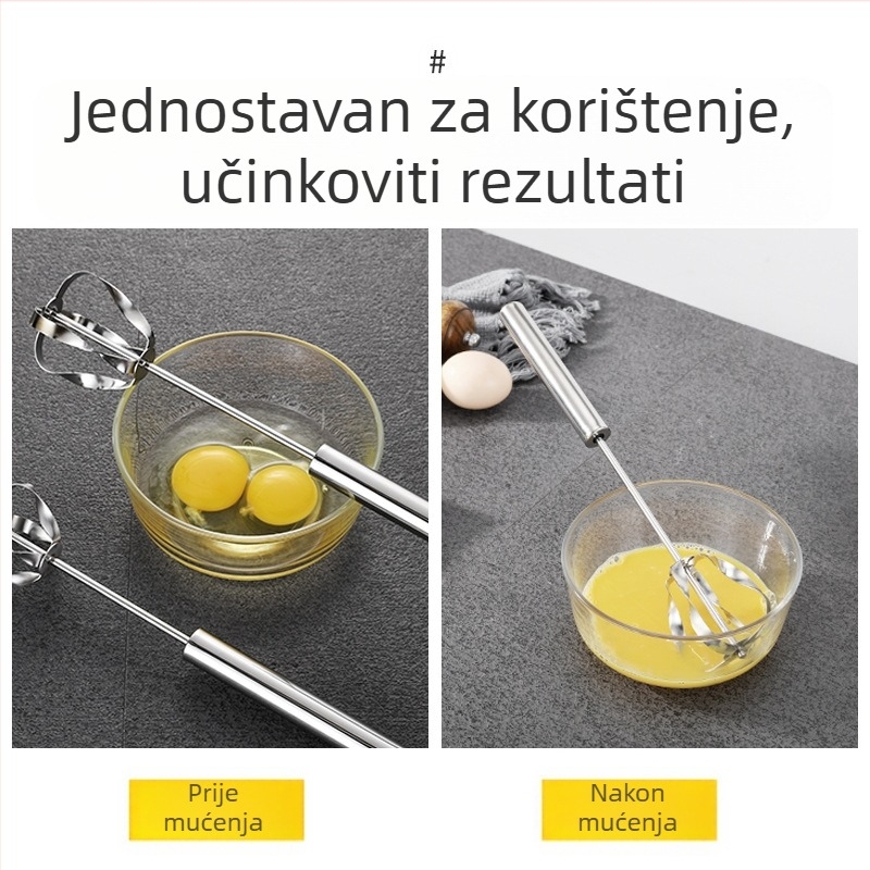 Nehrđajući čelični poluautomatni rotirajući tučak za jaja, kućni kuhinjski alat za šlag i mliječnu pjenu