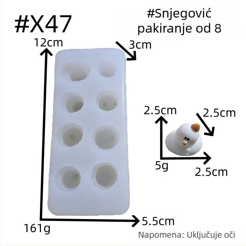 DIY 3D silikonska kalupa set za malu foku, malu pticu i snježnog čovjeka – ukras za auto