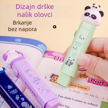 Gumica za olovku s mehanizmom guranje-povlačenje za osnovnoškolce, sladak crtani dizajn, velik kapacitet, ne ostavlja tragove