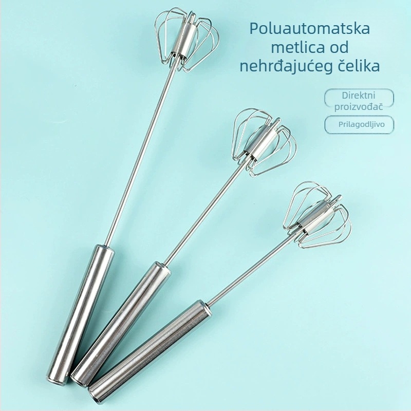 Poluautomatni tučak za jaja, kompaktni ručni mikser od nehrđajućeg čelika