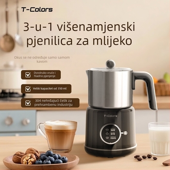 T-Colors Električni naparivač mlijeka, potpuno automatski, toplo i hladno mlijeko, kućna upotreba, latte art, zagrijano mlijeko