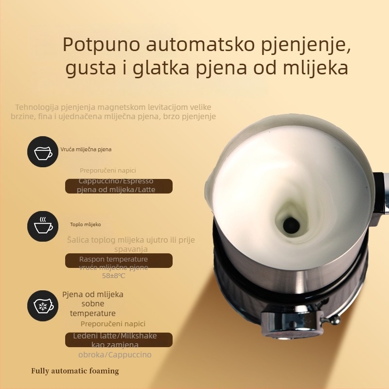 T-Colors Električni naparivač mlijeka, potpuno automatski, toplo i hladno mlijeko, kućna upotreba, latte art, zagrijano mlijeko