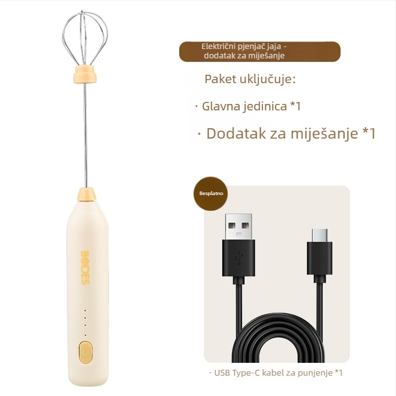 Ručni električni šlager za mlijeko i jaja, pjenjač za kavu, mali prijenosni punjivi mikser