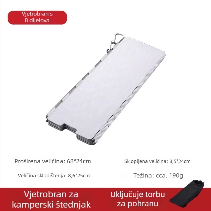 Sklopivi vjetrobran za plinski kuhalo – od aluminijske legure