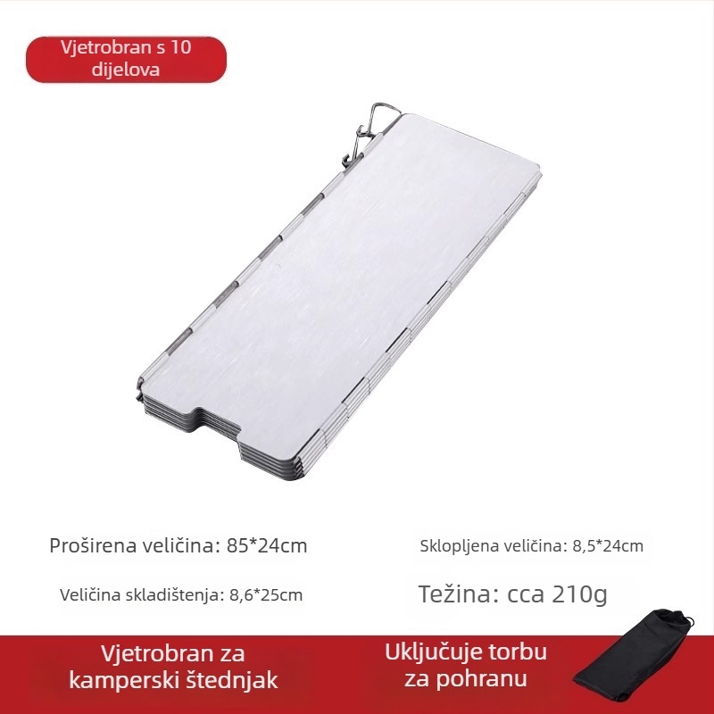Sklopivi vjetrobran za plinski kuhalo – od aluminijske legure
