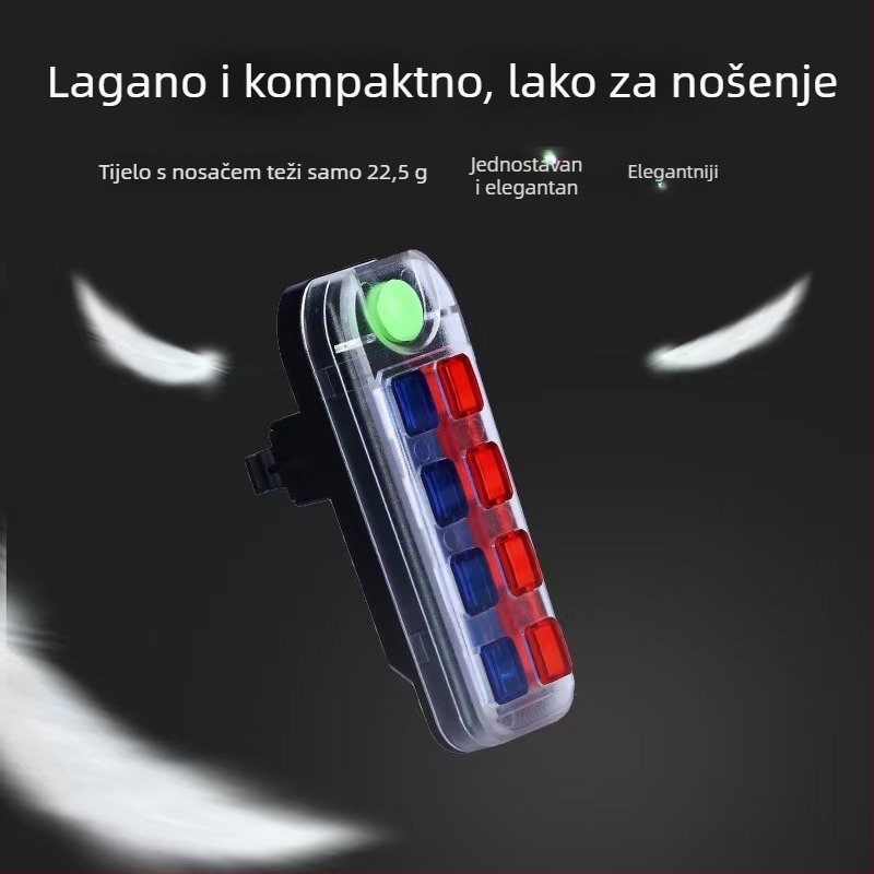 Zadnja svjetlost za bicikl, MTB, SMD LED sa crvenim i plavim treperavim svjetlom za noćnu vožnju