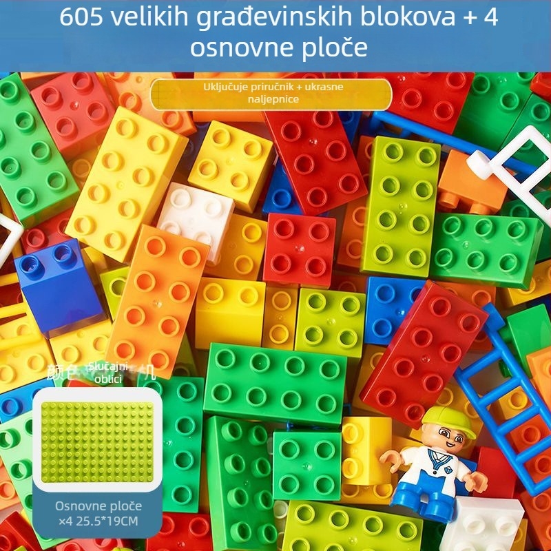 Edukativni veliki građevinski blokovi za djecu 4–6 godina, kompatibilni s LEGO, praktična igra za razvoj vještina