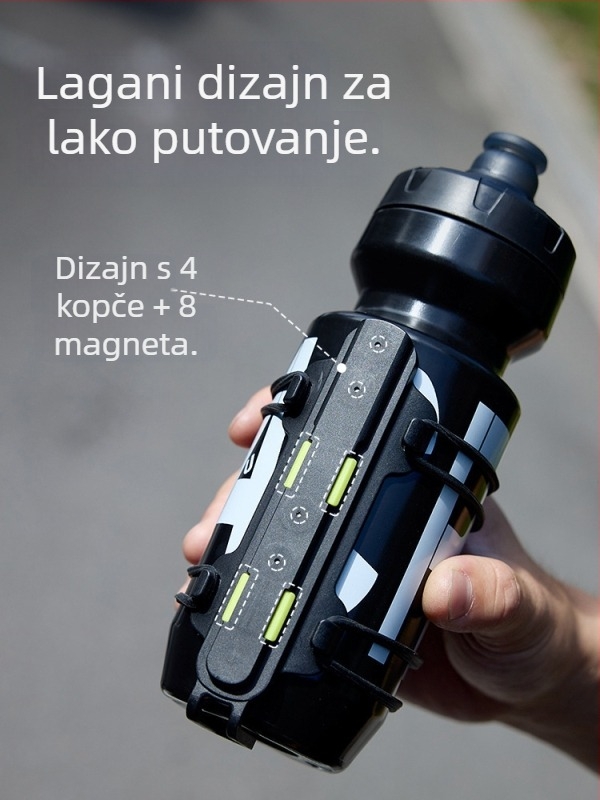 Magnetski držač za bocu na bicikl, ultralak, s mehanizmom brzog oslobađanja i remenom, universalan