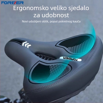 Proširena i debela podloga za sjedalo bicikla s univerzalnim dvostrukim pričvršćivanjem i ublažavanjem udara