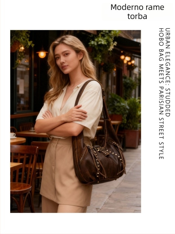 Ženska retro torbica s nitima, velika zapremina, moderna ramenska crossbody torba u obliku dumplinga, visoko kvaliteta tekstura