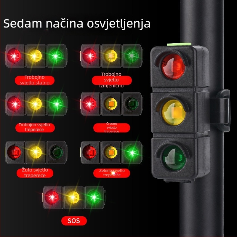 Trobojna stražnja svjetiljka za bicikl, USB punjenje, vanjska LED svjetlost za planinsku vožnju.