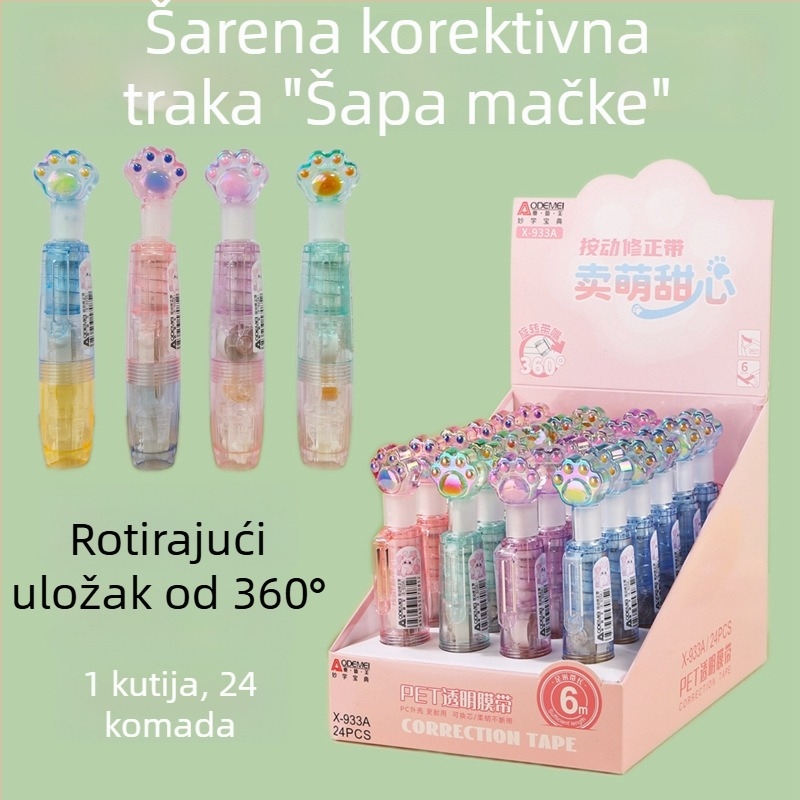 Korektivna traka s 360° rotirajućim vrhom, PET prozirni film i zamjenjivo jezgro
