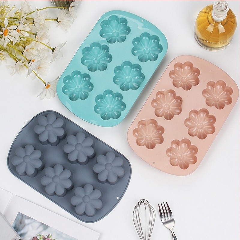 Šest komada silikonih kalupa za torte s 3D cvjetnim oblicima, za pečenje i na pari – kalupi za dječju hranu