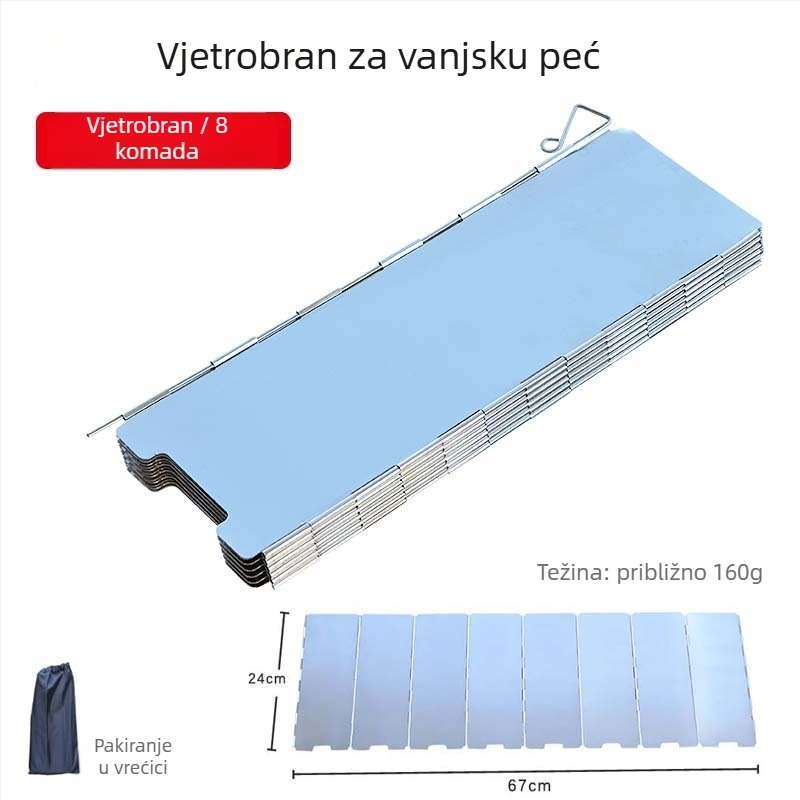 Vjetrozaštitni panel za kamping plinski štednjak