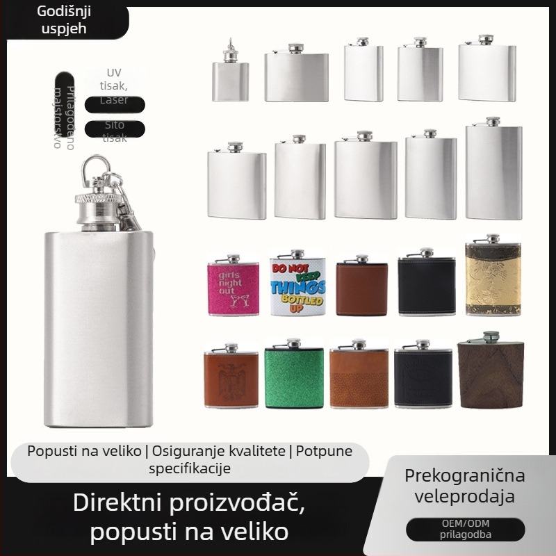 Nehrđajuća čelična hip-flaska, 1–10 oz, za vanjsku upotrebu, prirodni završni sloj
