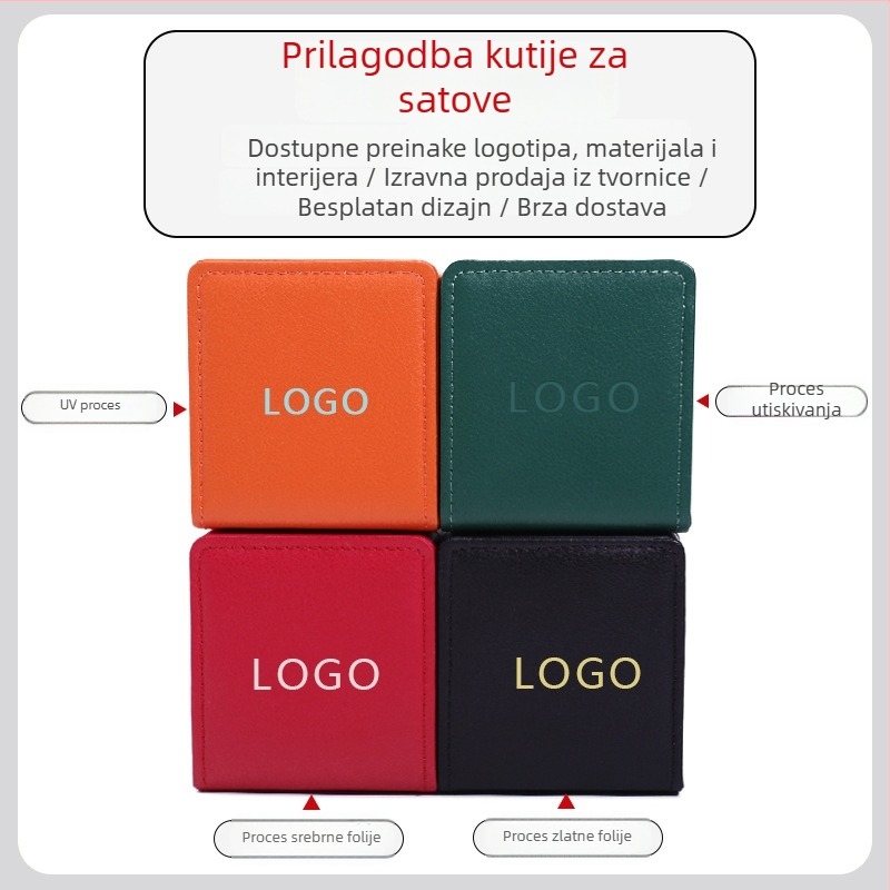 Luksuzna kožna kutija za satove sa zipom, PU kutija s preklopnim poklopom, prilagodljiva kutija za sat s otiskom logotipa