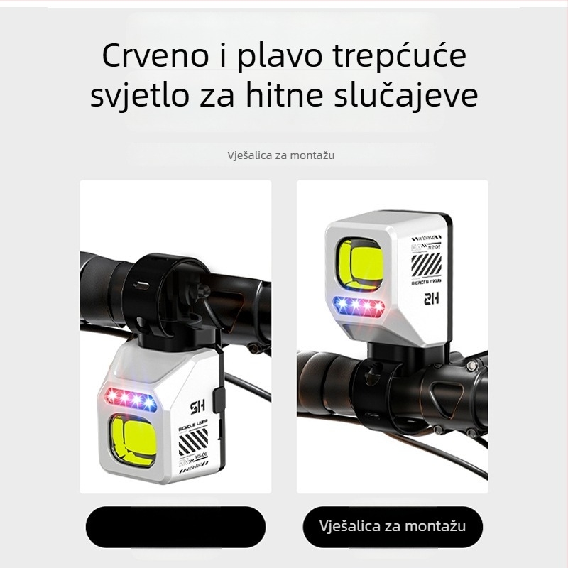 Wushang višenamjensko svjetlo za bicikl – prednje i stražnje, punjivo, upozoravajuće svjetlo, dugi domet za noćnu vožnju
