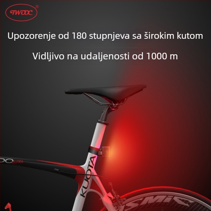 TWOOC USB punjiva zadnja svjetiljka za bicikl, visoke svjetline, za cestovne i planinske bicikle