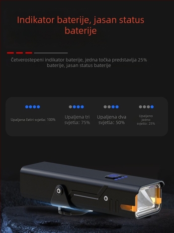 Prednje svjetlo za bicikl za noćne vožnje, vodootporno, punjivo, kompaktno i prenosno, visoke svjetline