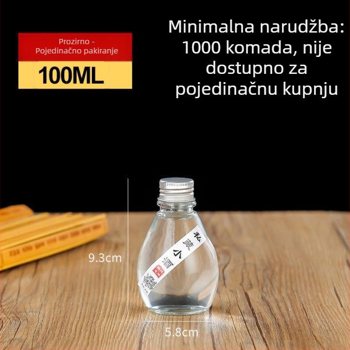 Staklena mini boca sa zatvaračem, prozirna mat završna obrada, za voćno vino, vrhunska boca za wellness