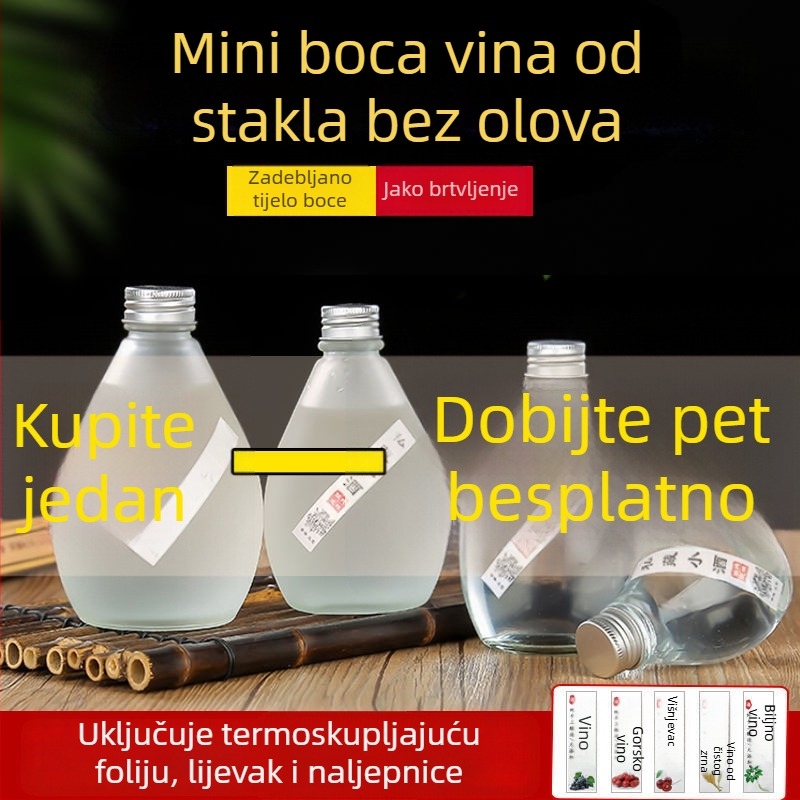 Staklena mini boca sa zatvaračem, prozirna mat završna obrada, za voćno vino, vrhunska boca za wellness