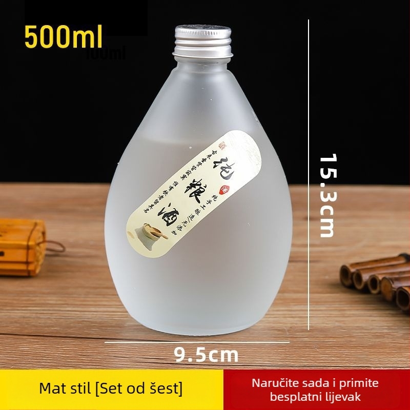 Staklena mini boca sa zatvaračem, prozirna mat završna obrada, za voćno vino, vrhunska boca za wellness