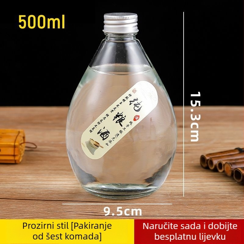 Staklena mini boca sa zatvaračem, prozirna mat završna obrada, za voćno vino, vrhunska boca za wellness