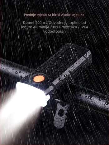 Prednje svjetlo za bicikl za noćnu vožnju, visok izlaz svjetla za MTB i cestovni bicikl, mini USB-C punjiva svjetiljka