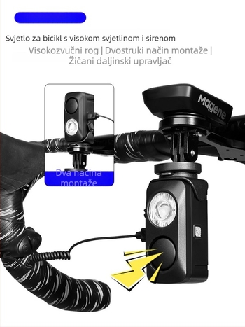 Svijetlo za bicikl visoke svjetline s daljinskim upravljanjem rog, dugo trajanje baterije, vodootporno za noćnu vožnju, za planinske i cestovne bicikle