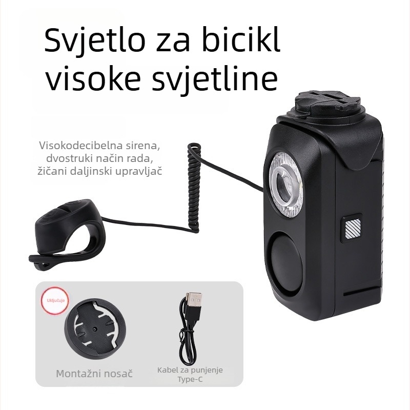 Svijetlo za bicikl visoke svjetline s daljinskim upravljanjem rog, dugo trajanje baterije, vodootporno za noćnu vožnju, za planinske i cestovne bicikle