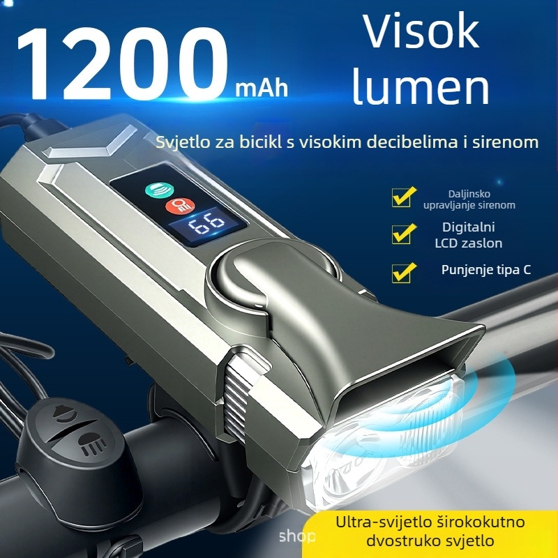 Punjava prednja svjetiljka za bicikl, ultra jaka, dugi domet, senzor, vodootporna, 1200mAh