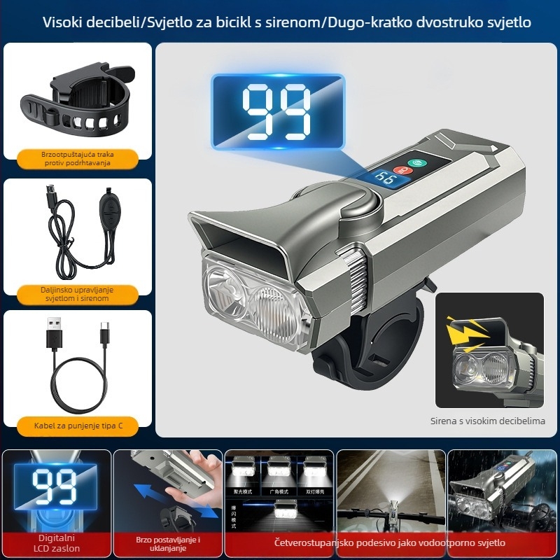Punjava prednja svjetiljka za bicikl, ultra jaka, dugi domet, senzor, vodootporna, 1200mAh
