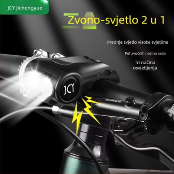 Vodootporno prednje svjetlo za bicikl, 2-u-1 s klaxon signalom, izuzetno svijetlo i glasno zvučno za vožnju na otvorenom
