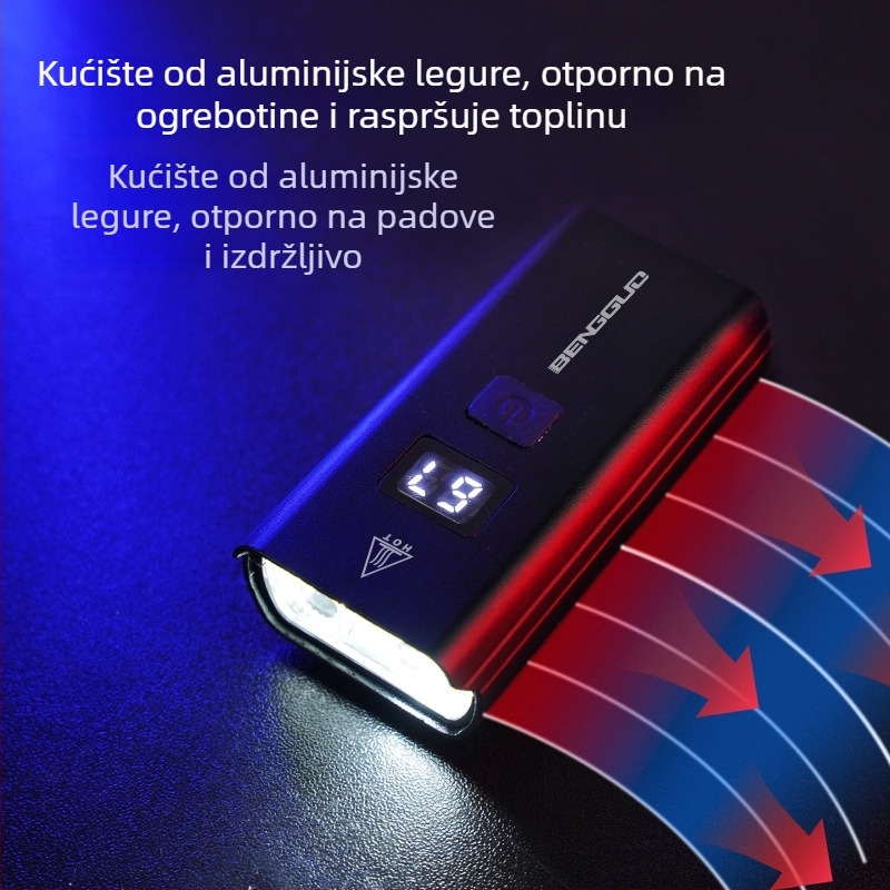 Bounce fruit prednja svjetiljka za bicikl s digitalnim prikazom, tri LED diode, aluminijska legura, vodootporna, za cestovne bicikle, snažno svjetlo za noćnu vožnju