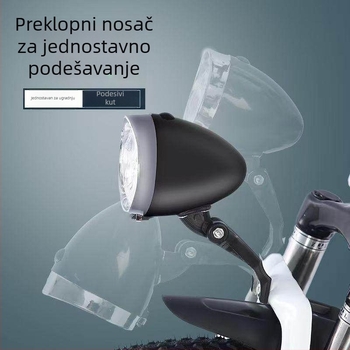 Prednje svjetlo za bicikl, za planinski bicikl, snažan LED, napajanje baterijom, retro dizajn